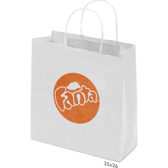 Kraft Paper Bag White Medium Includes Twisted Paper Handle