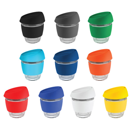 Moama Glass Coffee Cup - 240Ml With Silicon Lid And Band