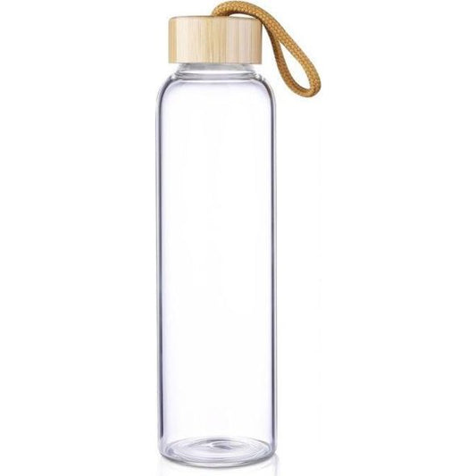 Glass Fusion Bottle With Bamboo Lid - 600Ml