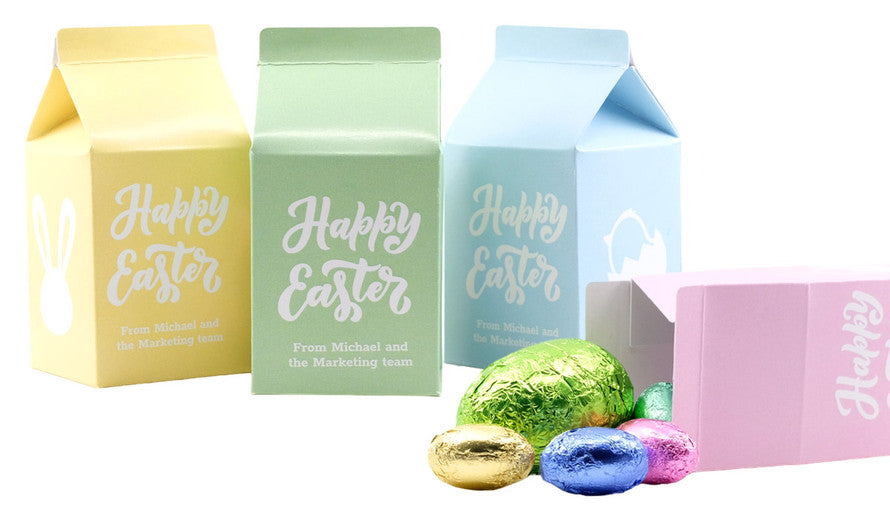 Branded 10cm Milk Carton With Easter Eggs